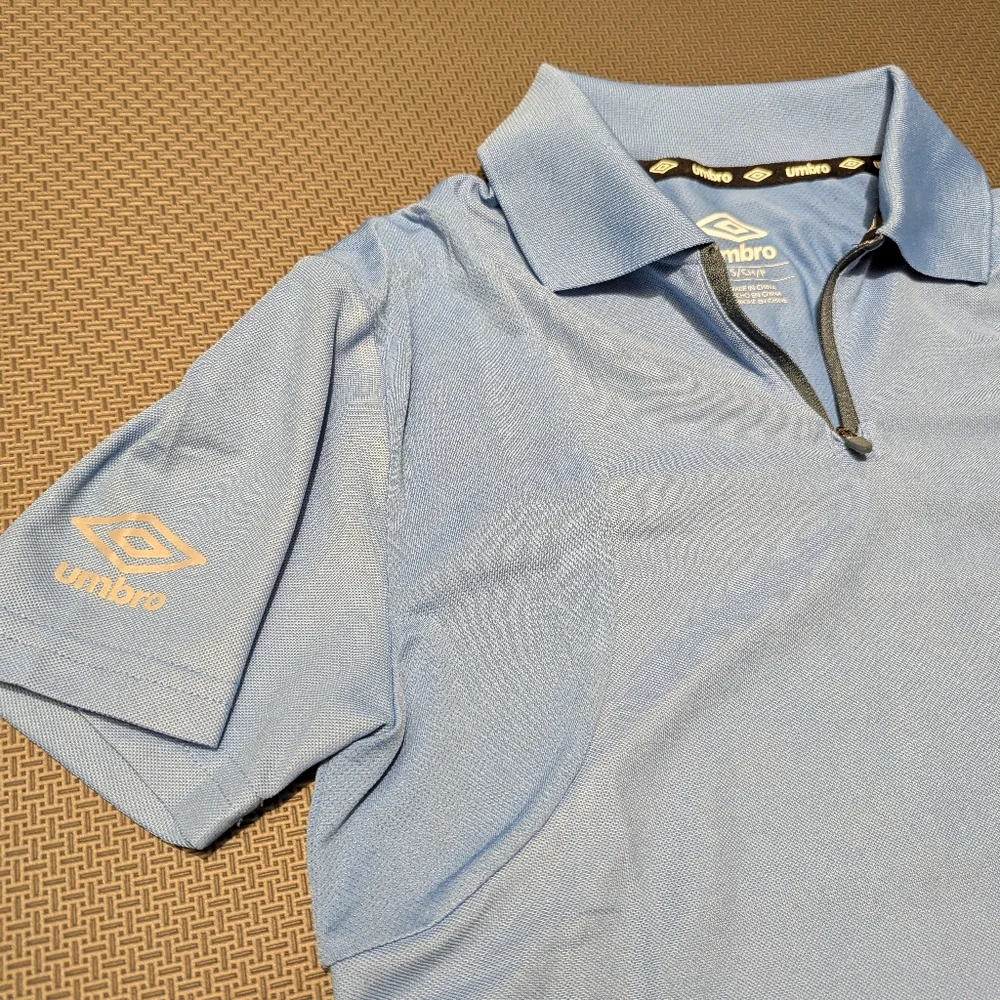 Umbro Sky Blue Polo with Zip Collar - Picture 5 of 6